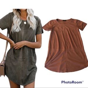 Olivaceous mauve blush Kacie suede mini dress